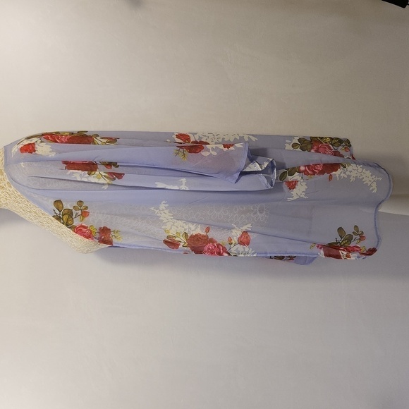 Women's Lavender Chiffon Beach Cardigan Blouse Shawl Loose Top Outerwear Size M - Picture 7 of 13